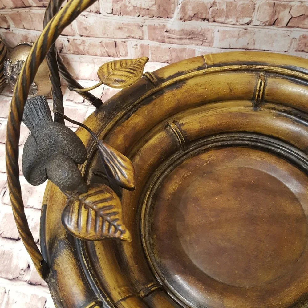 Decorative Metal Basket With Birds and Leaves 5 Balls Included